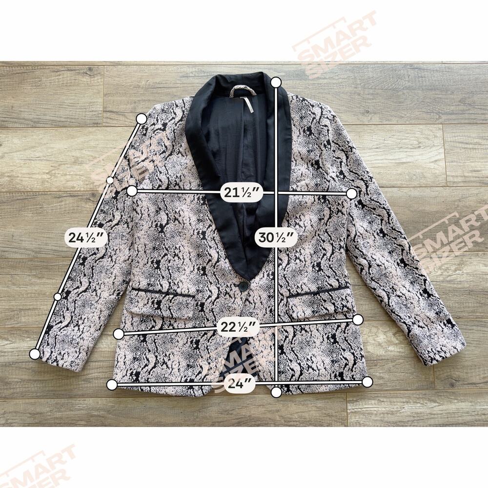 Free People Modern Femme Blazer Jacket Snake Animal Print Plunge Textured Medium - Picture 8 of 9